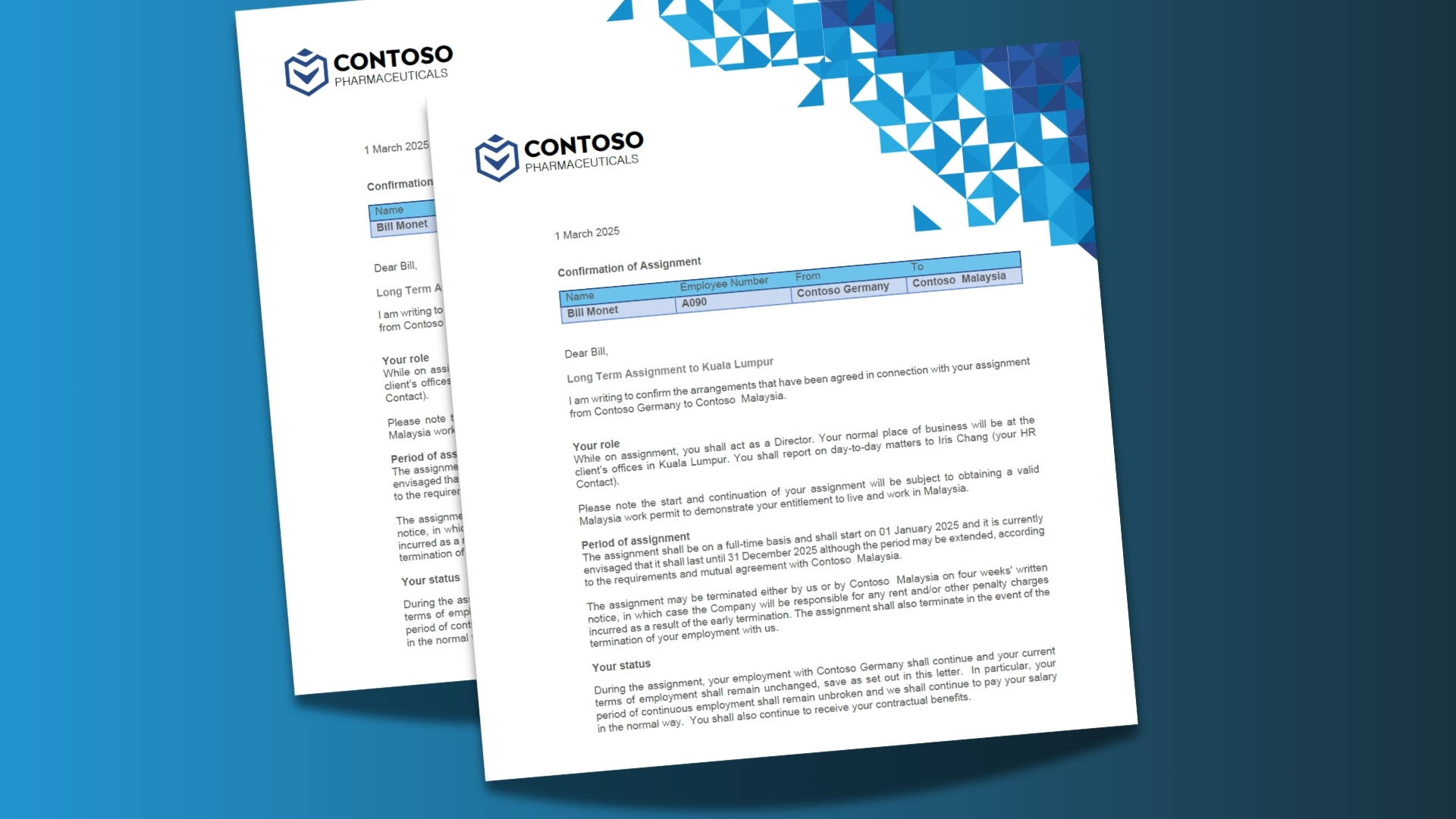 mai-world automated assignment letter generation and digital signing