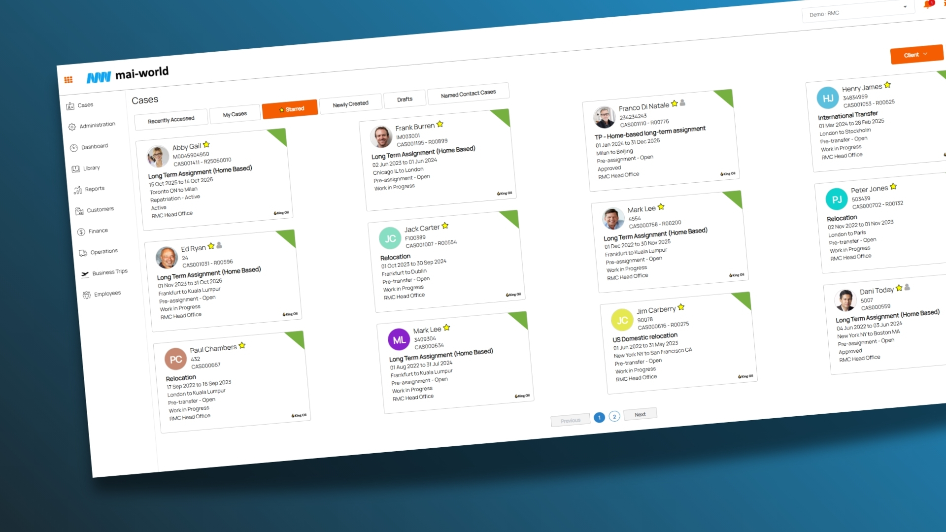 mai-world RMC case management and search dashboard
